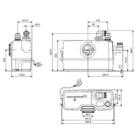 Grundf Fäkalienhebeanlage SOLOLIFT2 WC-1 0,62 kW, 230-240 V/50 Hz 453x176x347mm