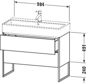 Duravit Waschtischunterbau XSQUARE 984x731x460mm 2 Au we ma ES Ahorn mitte