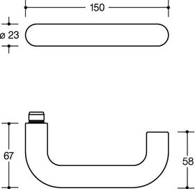 Halbgarnitur 111PBR22.230 PA 92m 4-KT.8mm 43,1-48,0mm Schutzrosetten HEWI