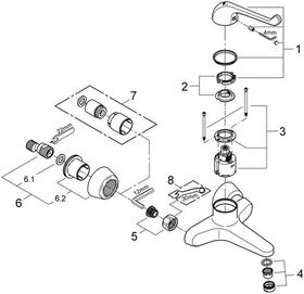 Grohe Einhand-Sicherheitsmischbatterie E 1/2Zoll Ausldg 204mm chr