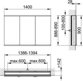 Keuco Spiegelschrank ROYAL MODULAR 2.0 Breite 1400mm Höhe 900mm Tiefe 160mm