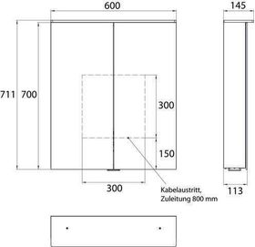 Emco LED-Lichtsp.schr. ASIS FLAT 2 Dsg AP 600x711mm 2-tü m Lichtsegel Aluminium