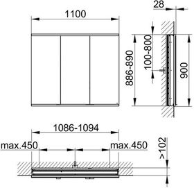 Keuco Spiegelschrank ROYAL MODULAR 2.0 Breite 1100mm Höhe 900mm Tiefe 120mm