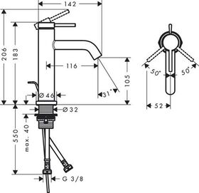 HG Einhebel-Waschtischmischer Tecturis S ComfortZone 110, mit Zugstange chrom