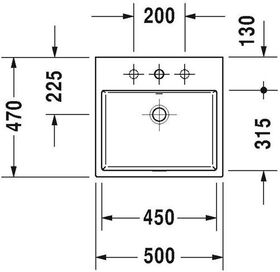 Duravit Aufsatzbecken VERO AIR m ÜL HLB geschli 500x470mm 1 HL weiß