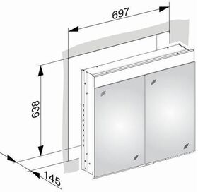 Keuco Spiegelschrank EDITION 400 DALI Wdeinb Spiegelheizung 710x650x154mm