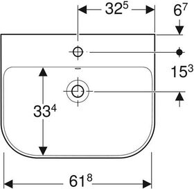 Geberit Waschtisch SMYLE m HL mit Überlauf 650x480mm weiß KT