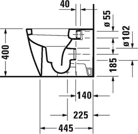 Duravit Stand-WC HAPPY D.2 BACK-TO-WALL tief 365x570mm Abgang waagerecht weiß WG