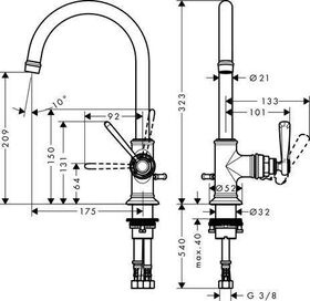 EH-WT-MI 210 AXOR MONTREUX DN 15 m ZAG 1 1/4Zoll chrom