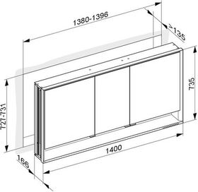 Keuco Spiegelschrank ROYAL LUMOS 1400x735x165mm sil-gebz-elo A++