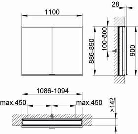 Keuco Spiegelschrank ROYAL MODULAR 2.0 Breite 1100mm Höhe 900mm Tiefe 160mm