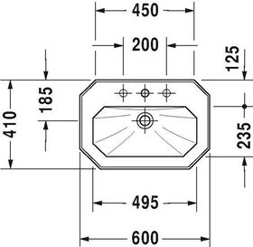 Duravit Waschtisch 1930 m ÜL HLB 1 Hahnloch 600x410mm weiß WG