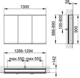 Keuco Spiegelschrank ROYAL MODULAR 2.0 Breite 1300mm Höhe 900mm Tiefe 160mm