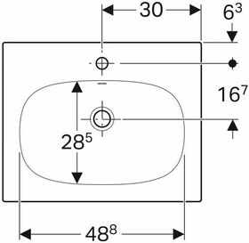 Geberit Möbelwaschtisch ACANTO 600x488mm mit Hahnloch mit Überlauf weiß