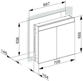 Keuco Spiegelschrank EDITION 400 710x650x154mm Wdeinb 2700-6500 K si. A++