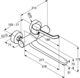 Kludi Wand-Einhandmischer PROVITA DN 15 Ausladung 317mm S-Anschlüsse chr