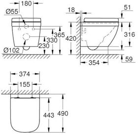 GROHE Wand-Tiefspül-WC-Set Euro Keramik spülrandlos alpinweiß