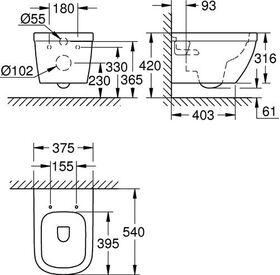 GROHE Wand-Tiefspül-WC Euro Keramik Basic spülrandl awe - VPE: 12