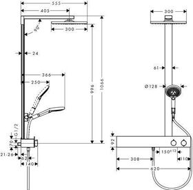 HG Showerpipe Raindance E 300 1jet m ShowerTablet 600 chr 9 l/min EcoSmart