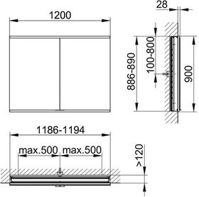 Keuco Spiegelschrank ROYAL MODULAR 2.0 Breite 1200mm Höhe 900mm Tiefe 120mm