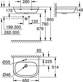 Grohe Waschtisch EURO KERAMIK 1 HL m ÜL 650x514mm awe - VPE: 18