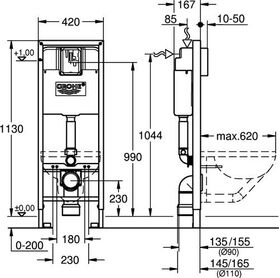 Grohe Wand-WC-Element RAPID SL Spülkasten 6 l