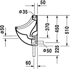 Duravit Urinal JIM 345x350mm Zul v oben ohne Fliege weiß WG