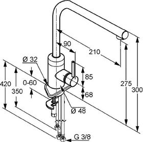 Kludi Spültisch-Einhandmischer L-INE DN 15 f drucklose Speicher chr