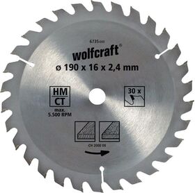 Wolfcraft Kreissägeblatt 20Z 160/16mm, für Holz, Spanplatten