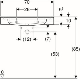 Geberit Waschtisch PUBLICA 700x550mm m HL o ÜL m Ausschnitten z Fes