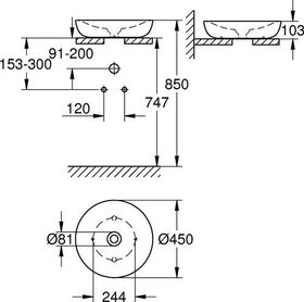 Grohe Aufsatzschale ESSENCE o HL u ÜL 450x450mm PureGuard/awe