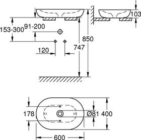 Grohe Aufsatzschale ESSENCE o HL u ÜL 600x400mm PureGuard/awe