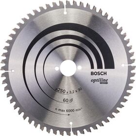 Kreissägeblatt AD 250mm Z.60 WZ/N Bohr.30mm Schnitt-B.3,2mm HM BOSCH