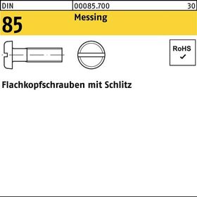 Flachkopfschraube DIN 85/ISO 1580 Schlitz M3x 5 Messing 200 Stück - VPE: 200