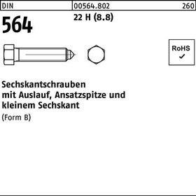 Sechskantschraube DIN 564 Ansatzspitze/Auslauf BM 8x 30 22 H (8.8) 100 Stück - VPE: 100