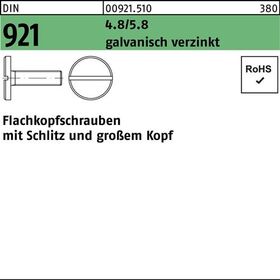 Flachkopfschraube DIN 921 Schlitz M4x 10 4.8/5.8 galv.verz. 100St. - VPE: 100