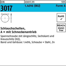 Schlauchschelle DIN 3017 W2 FormA 20- 32/9 C7 1.4016 galv.verz. 100St. - VPE: 100