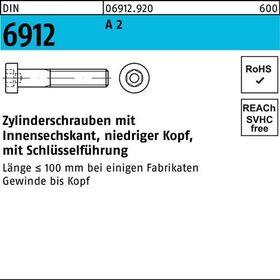 Zylinderschraube DIN 6912 Innen-6kt M6x 70 A 2 100 Stück - VPE: 100