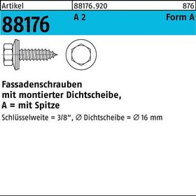 Fassadenschraube R 88176 Dichtscheibe/Spitze A 6,5x 150 A 2 100 Stück - VPE: 100