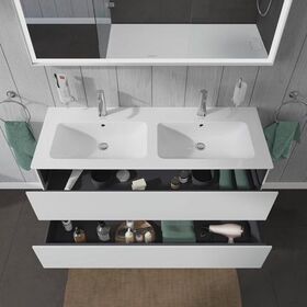 Duravit Waschtischunterbau L-CUBE 1290x481mm 2 Schubk we ma ES NB mitte