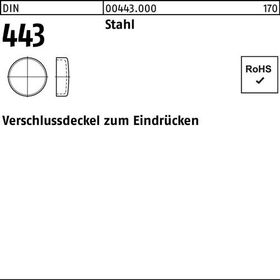 Verschlußdeckel DIN 443 z.Eindrücken 12 Stahl 100 Stück - VPE: 100