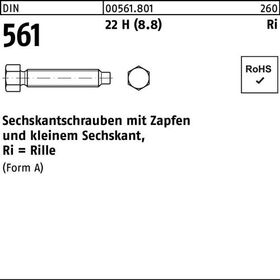 Sechskantschraube DIN 561 Zapfen AM 16x 90 22 H (8.8) 10 Stück - VPE: 10