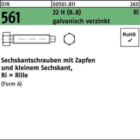 Sechskantschraube DIN 561 Zapfen AM 20x50 22 H (8.8) galv.verz. 10St. - VPE: 10