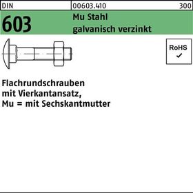 Flachrundschraube DIN 603 Vierkantansatz/6-ktmutter M8x200 Mu 4.6 verz. 50St. - VPE: 50