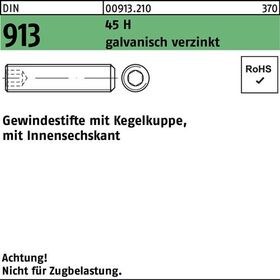 Gewindestift DIN 913 Kegelkuppe/Innen-6kt M16x60 45 H galv.verz. 50St. - VPE: 50