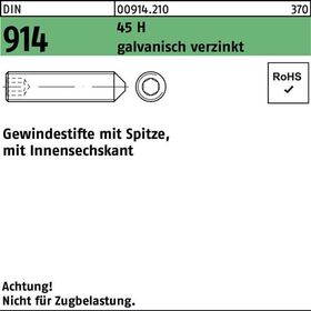 Gewindestift DIN 914 Spitze/Innen-6kt M12x60 45 H galv.verz. 50St. - VPE: 50