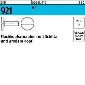 Flachkopfschraube DIN 921 Schlitz M6x 20 A 1 100 Stück - VPE: 100