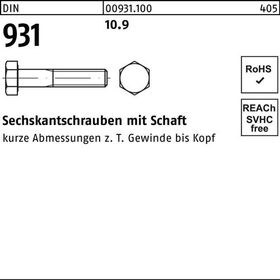 Sechskantschraube DIN 931 Schaft M10x 170 10.9 50 Stück - VPE: 50