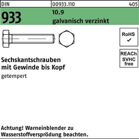 Sechskantschraube DIN 933 VG M12x 30 10.9 galv.verz. 100 Stück - VPE: 100