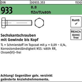 Sechskantschraube DIN 933 VG M24x110 8.8 flZnnc 480h-L 10St. - VPE: 10